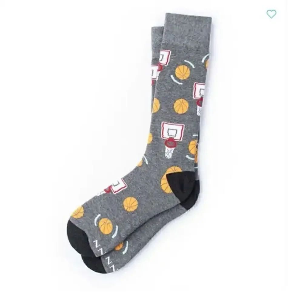 Men's Basketball Novelty Socks Nothing but Net Sports Swish Game On Gray Graphic